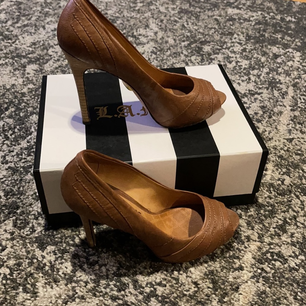 L.A.M.B. Tansy Peep Toe Stiletto Heels